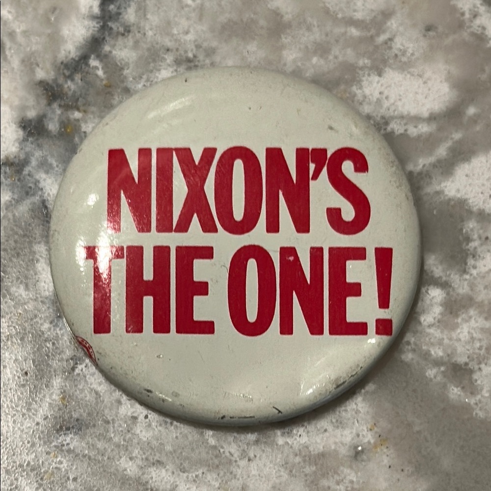 Vintage NIXON Political Button with Red Text